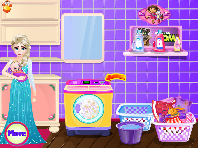 Elsa Washing Clothes