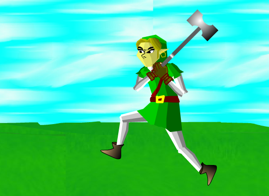 Link running with a hammer