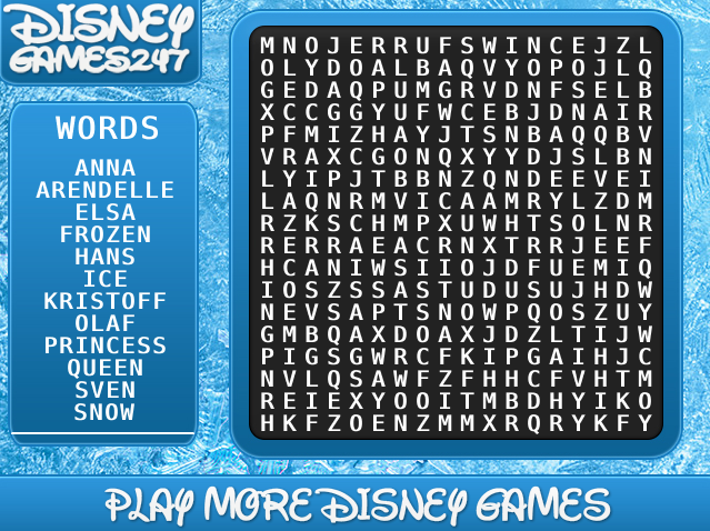 Frozen Wordsearch