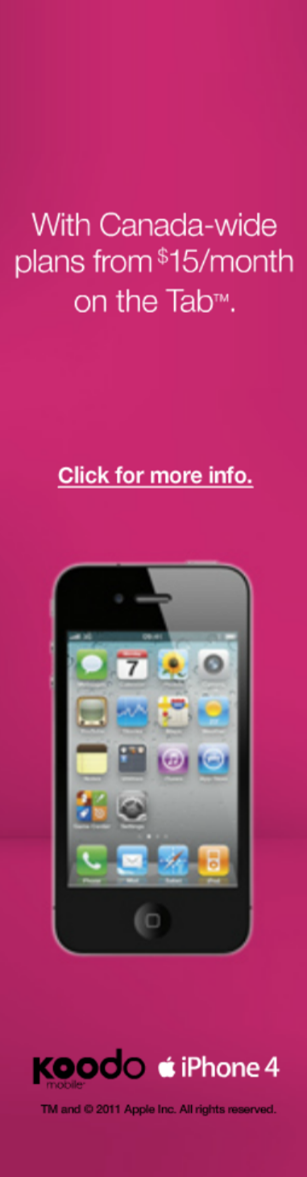 iPhone 4 on Koodo Banner Ad (Canada)