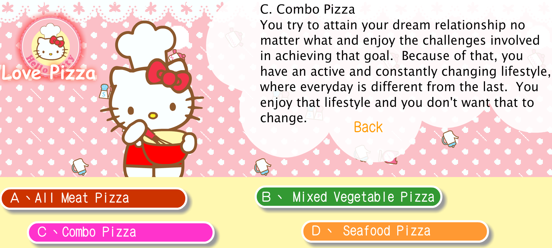 SanrioTown Quiz Center: Love Pizza Quiz