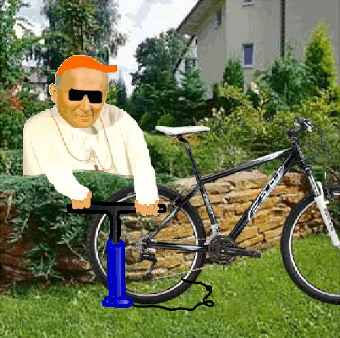 pope pumps his bike