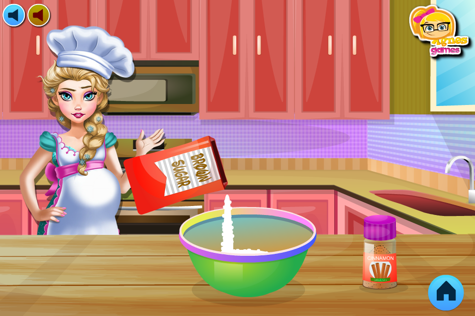 Pregnant Elsa Baking Pancakes