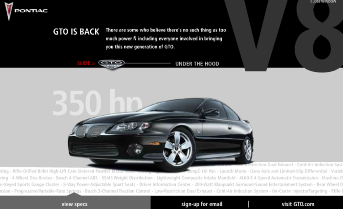Pontiac: GTO Is Back Banner Ad