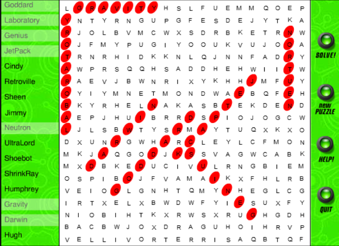 Jimmy Neutron's In-Genius Word Search