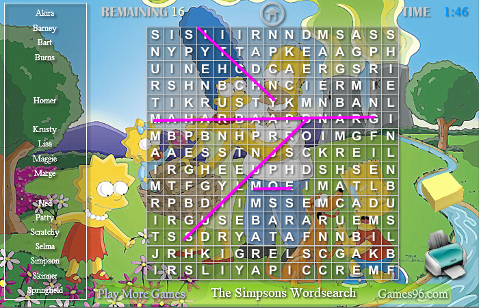 The Simpsons Wordsearch