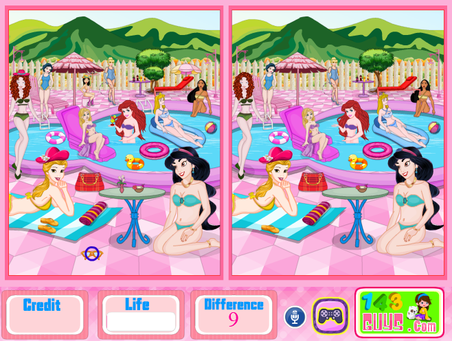 Princess Pool Party Find 10 Diff