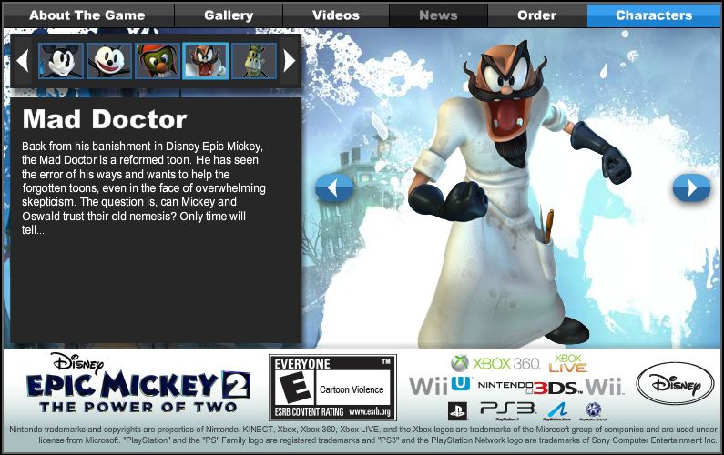 Epic Mickey 2 Microsite