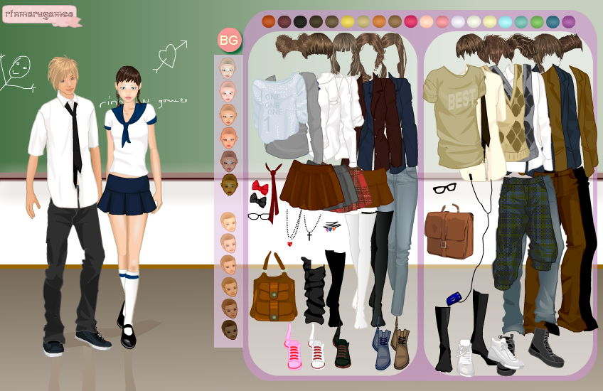 School Couple2 Dress Up Game