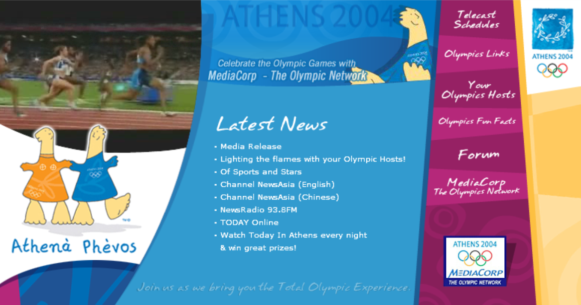 Athens 2004 MediaCorp: The Olympic Network Website (Singapore)