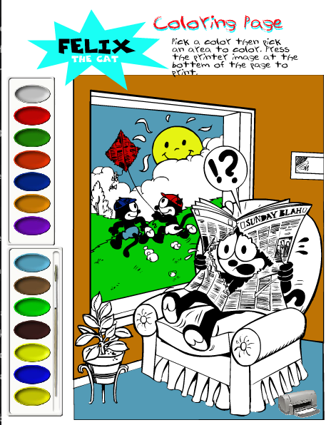 Felix the Cat Interactive Coloring Page 3