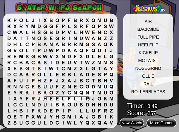 Skater Word Search