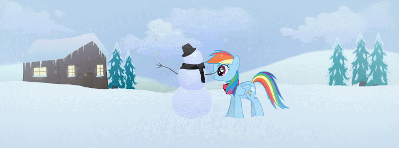 Rainbow Dash Helps Build Snowman