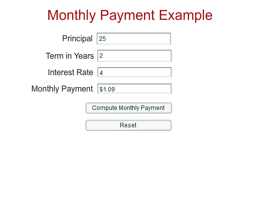 Monthly Payment Example