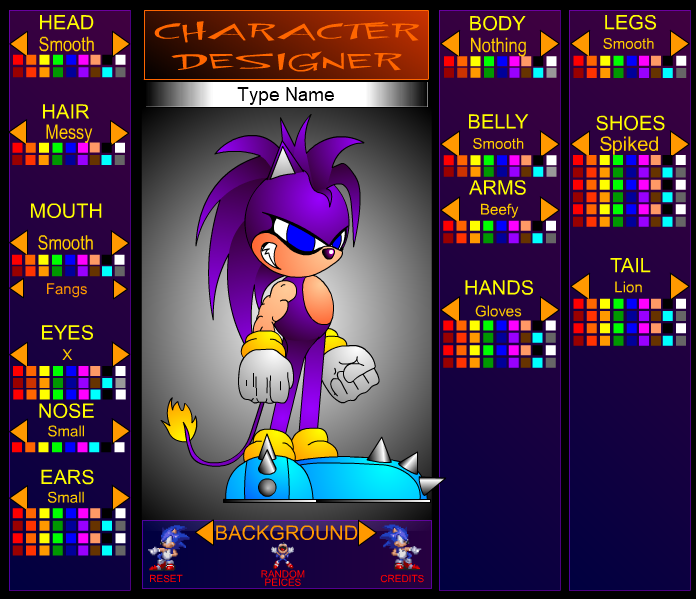 Sonic The Hedgehog Character Designer Advanced Edition