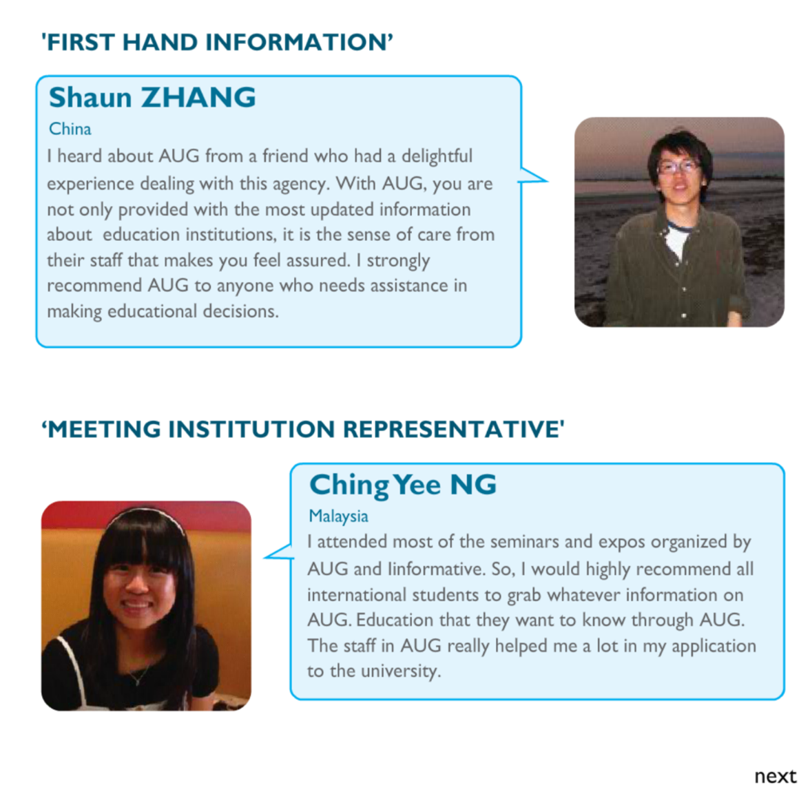 Aug Student Services: Student Testimonials (Singapore)