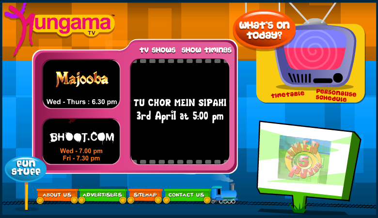 Hungama TV Website Menu Design