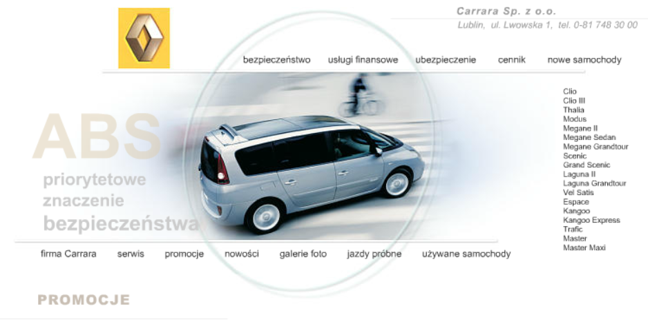 Renault Carrara Site Menu