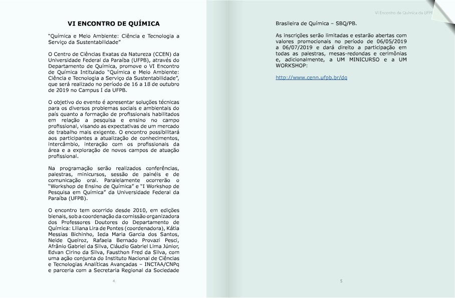 VI Encontro de Química da UFPB