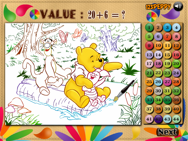 Winnie, Tigger, & Piglet Color Math Game