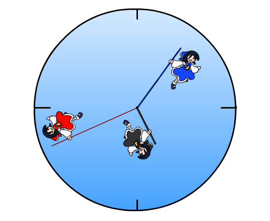 Reimu is flying! In the form of an analog clock!
