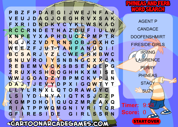 Phineas and Ferb Word Search