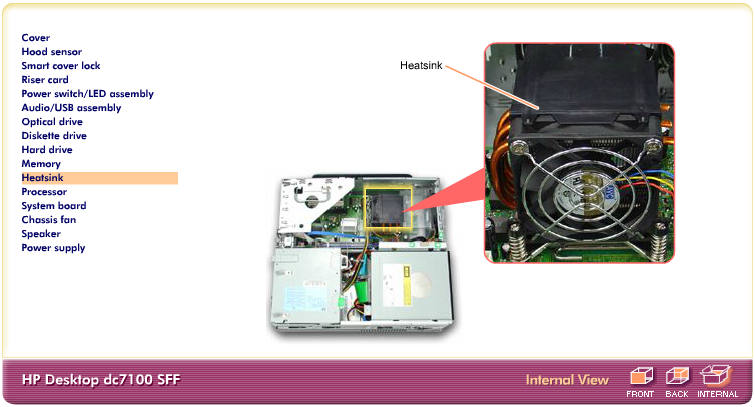 HP Desktop DC7100 SFF Part Finder