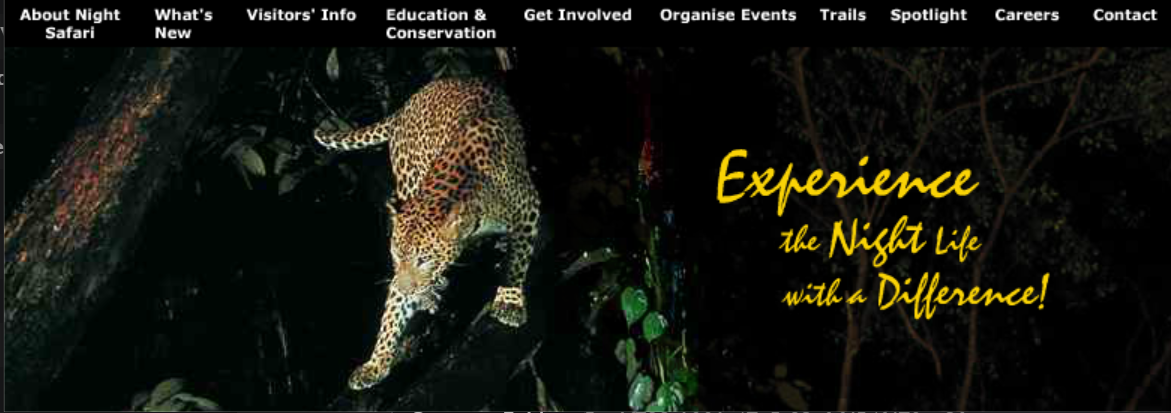 Singapore Night Safari Website Navigation (2005)