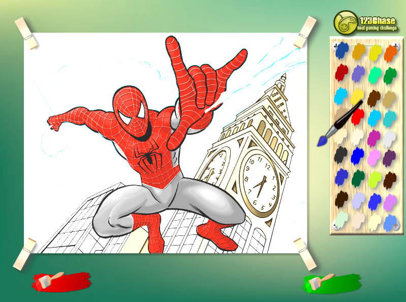 Spiderman Flying Kids Coloring