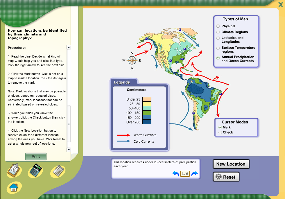 How can locations be identified by their climate and topography?