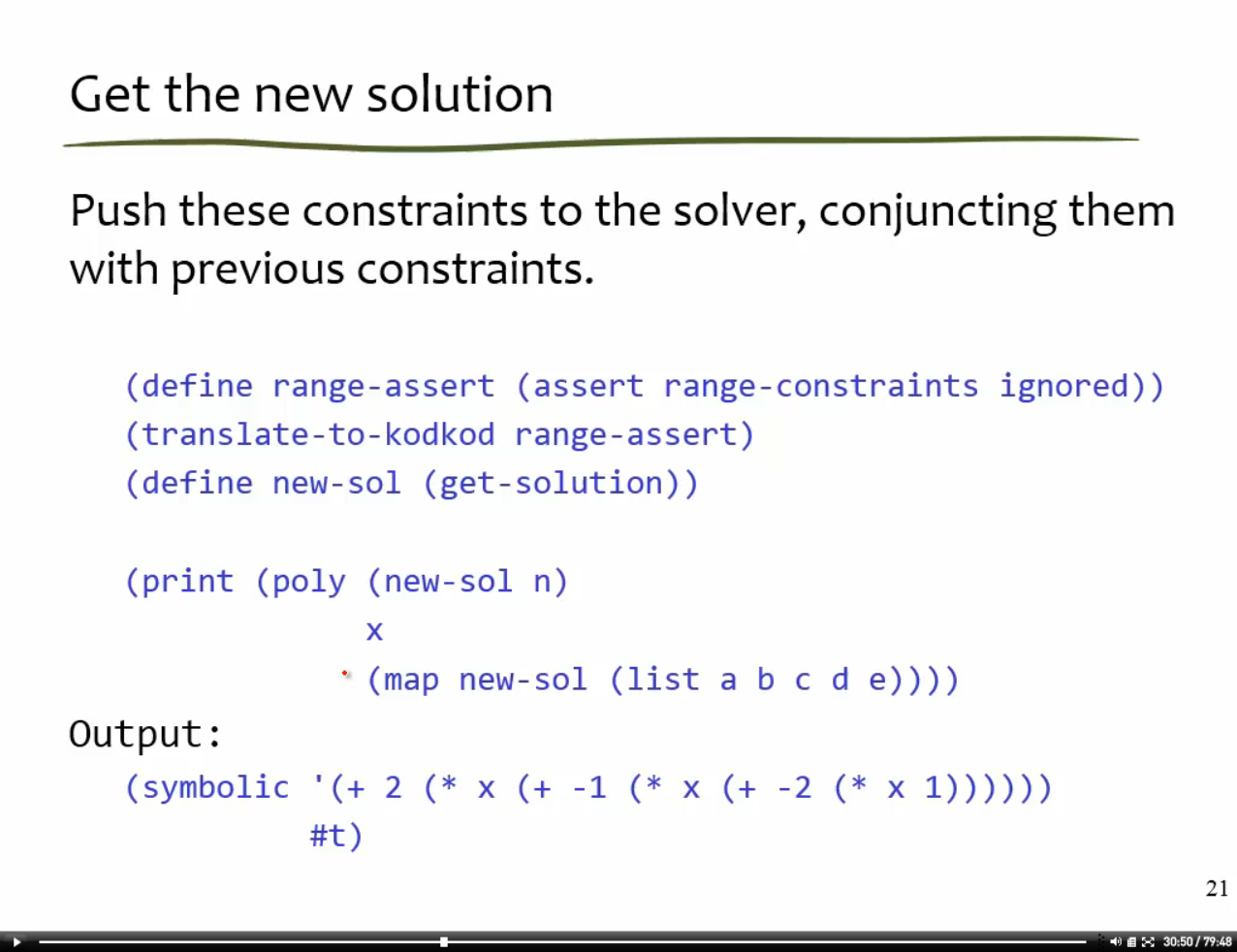 Compiling Imperative Programs to Formulas; Sketching Expressions