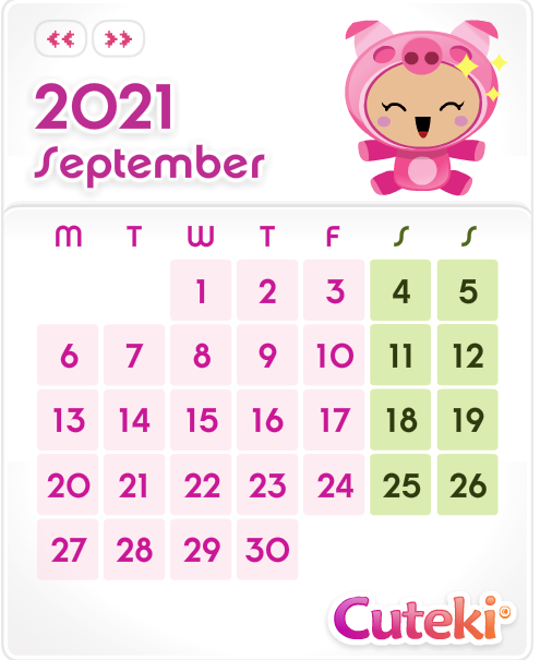 Kawaii Piggy Calendar