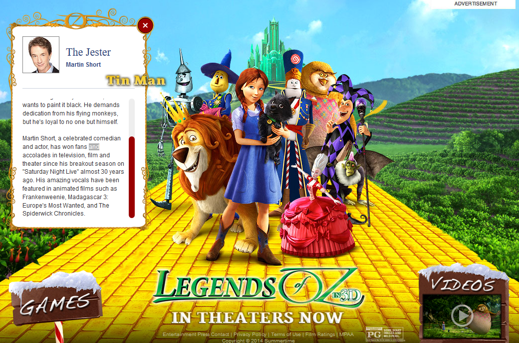 Legends of Oz Microsite