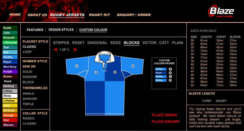 Blaze Rugby Apparel