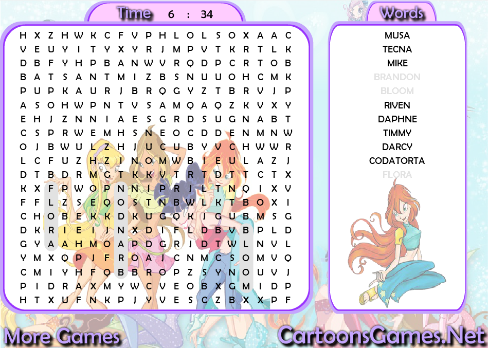 Winx Club Word Search