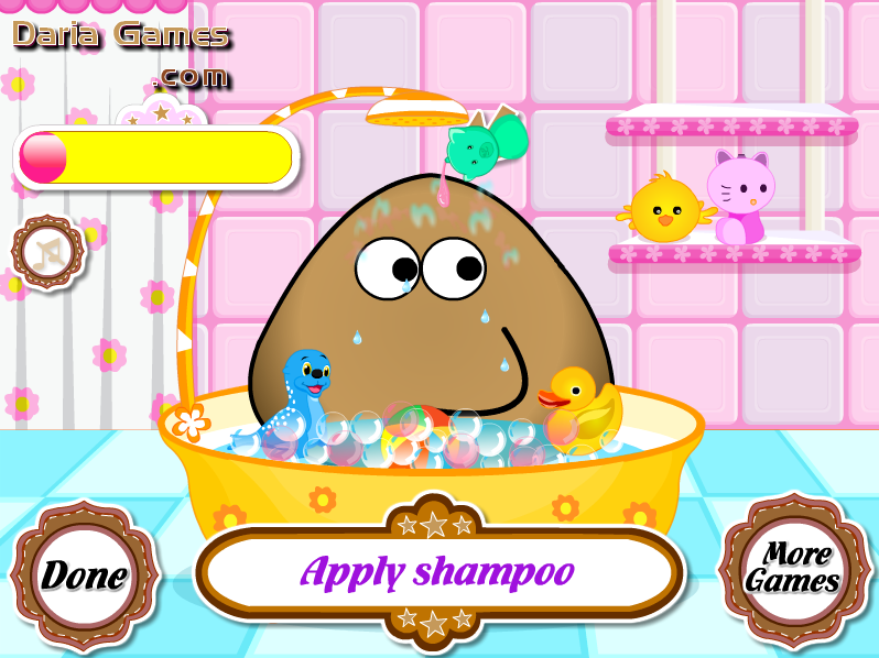 Pou Takes A Shower