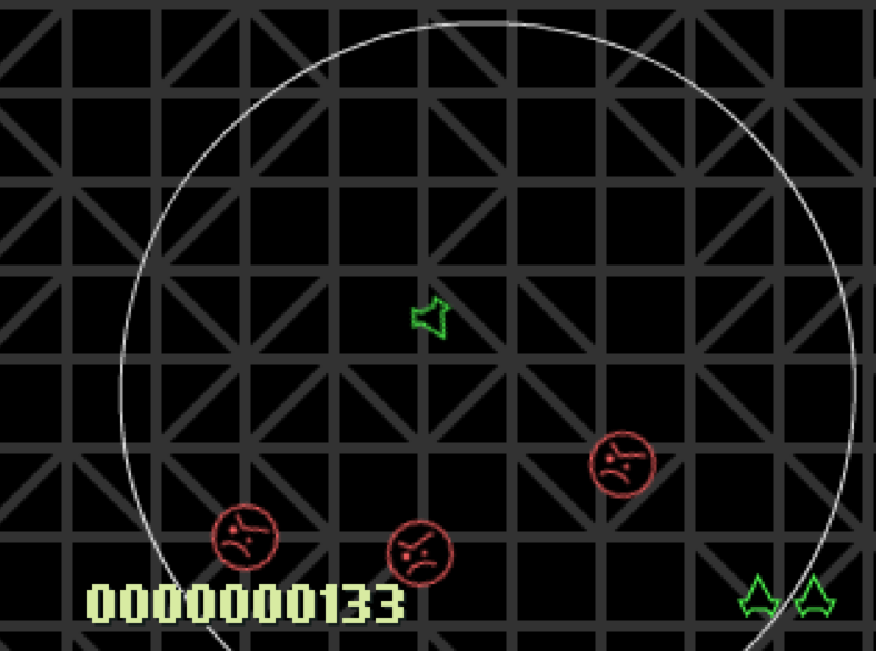 Green Triangle Ship vs Alien Chaos Spheres