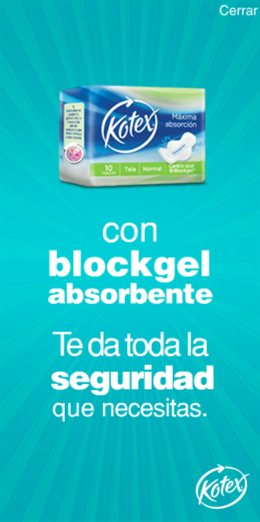 Kotex con blockgel absorbente Banner Ad