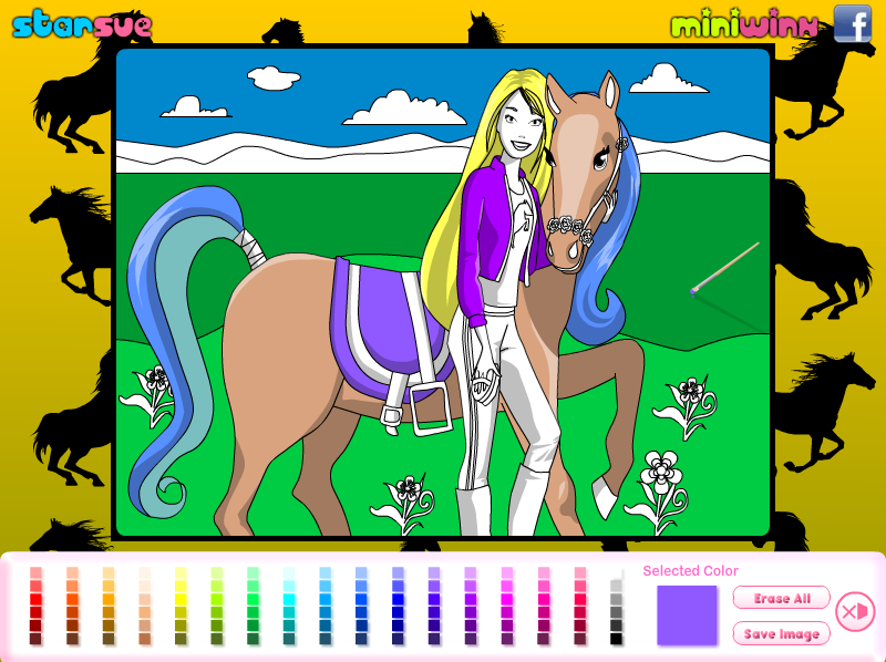 Barbie And Pony Coloring Game