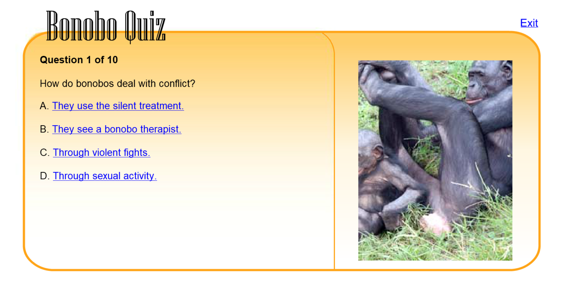 Bonobo Quiz