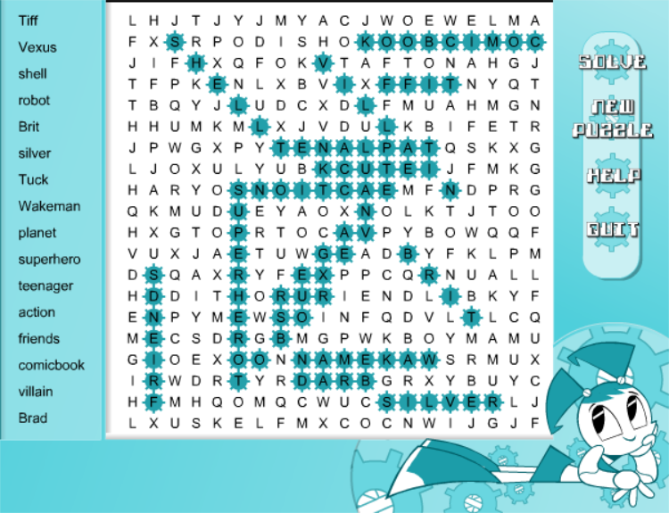 My Life As A Teenage Robot Word Search