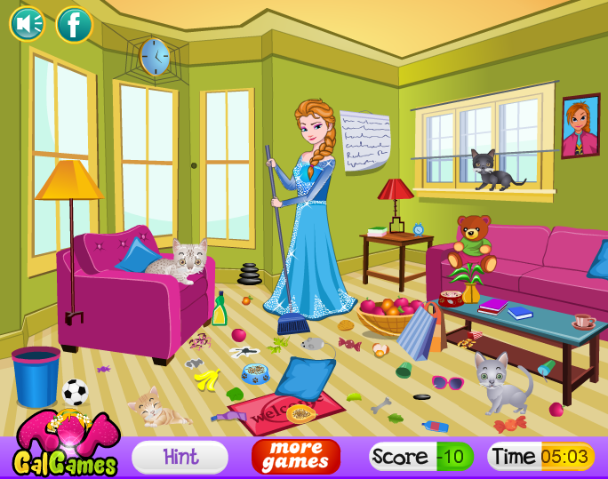 Princess Elsa Kitty Room Cleaning