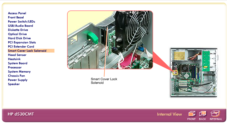 HP d530CMT Part Locator