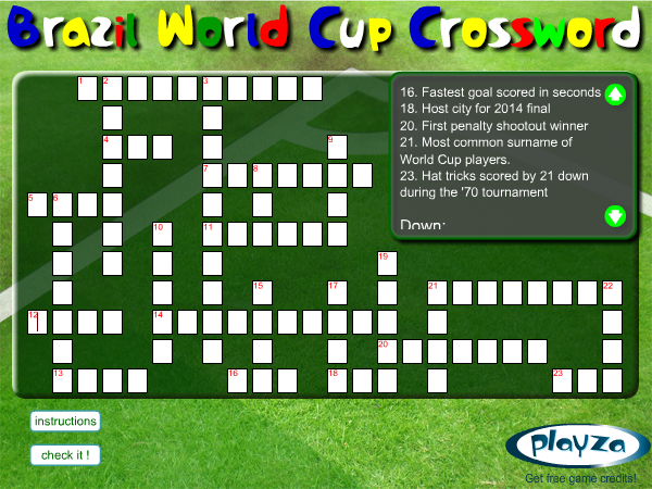 Samba Soccer Brazil World Cup Crossword