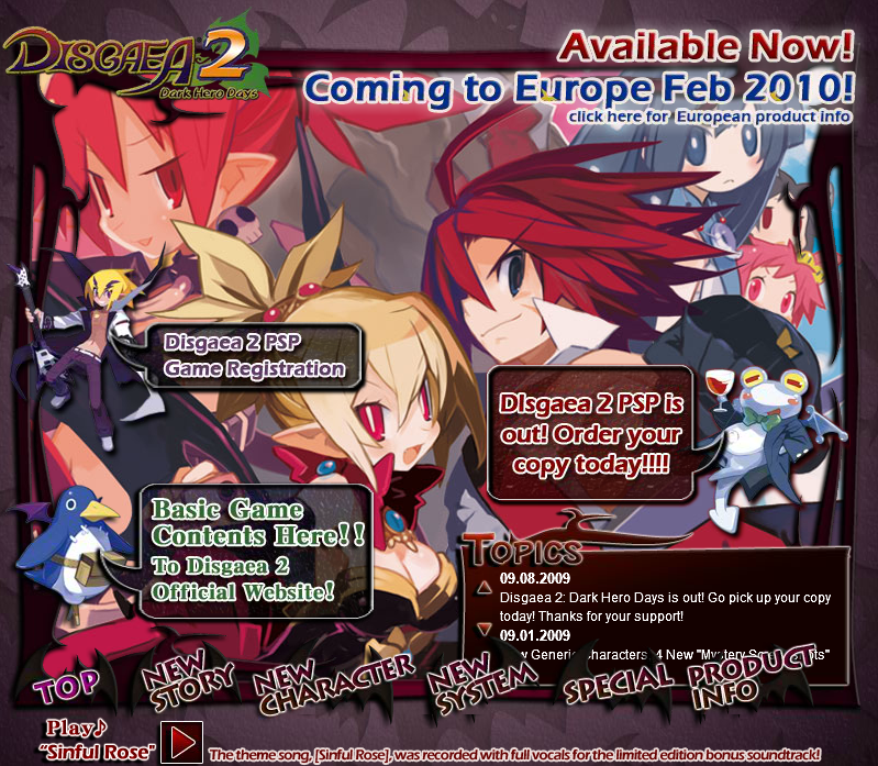 Disgaea 2: Dark Hero Days Microsite