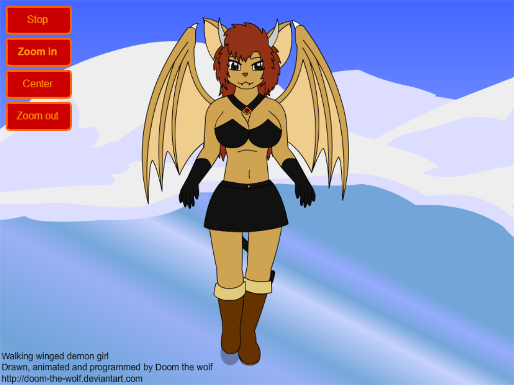 Walking winged demon girl