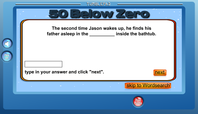 50 Below Zero - Word Seach Game