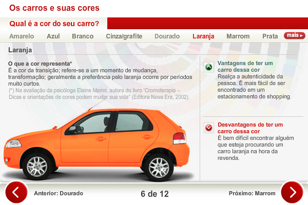 Os Carros e suas Cores