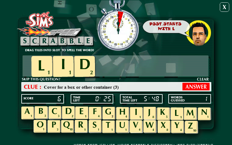 The Sims Speed Scrabble