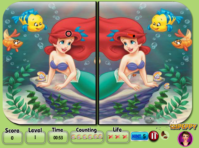 Princess Ariel Spot the Difference